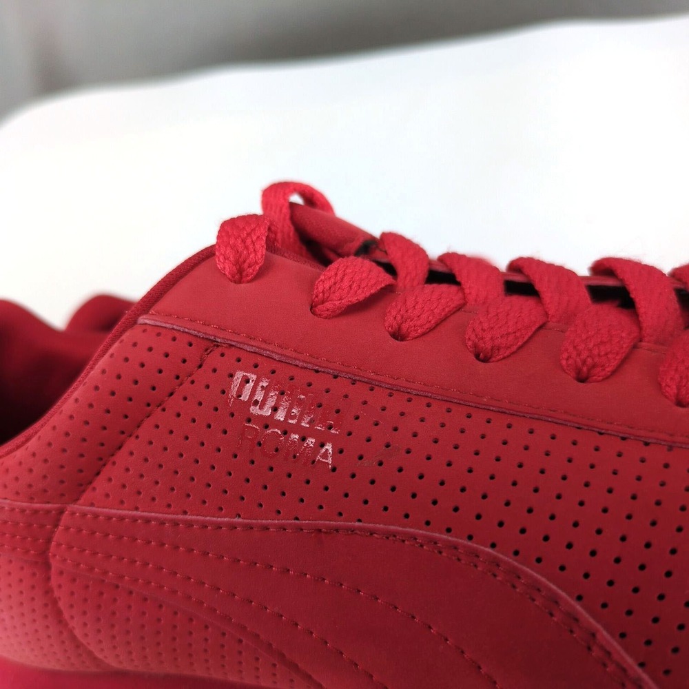 Puma Suede Courtside Perf Red Mens 8.5 Monochrome Perforated Sneakers 360983 02 - Picture 9 of 10
